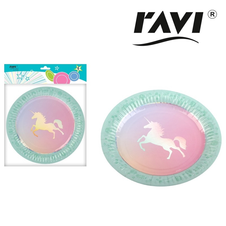 Let's Go Party Talerze papierowe UNICORN 18cm 6 sztuk RAVI